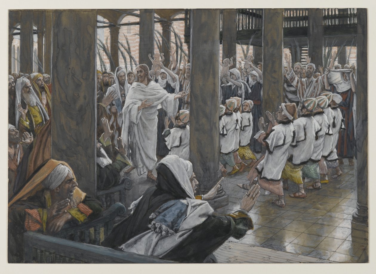 Procesí v chrámu, ilustrace ze Života našeho Pána Ježíše Krista, 1886-94 (wc přes grafit na papíře) od James Jacques Joseph Tissot