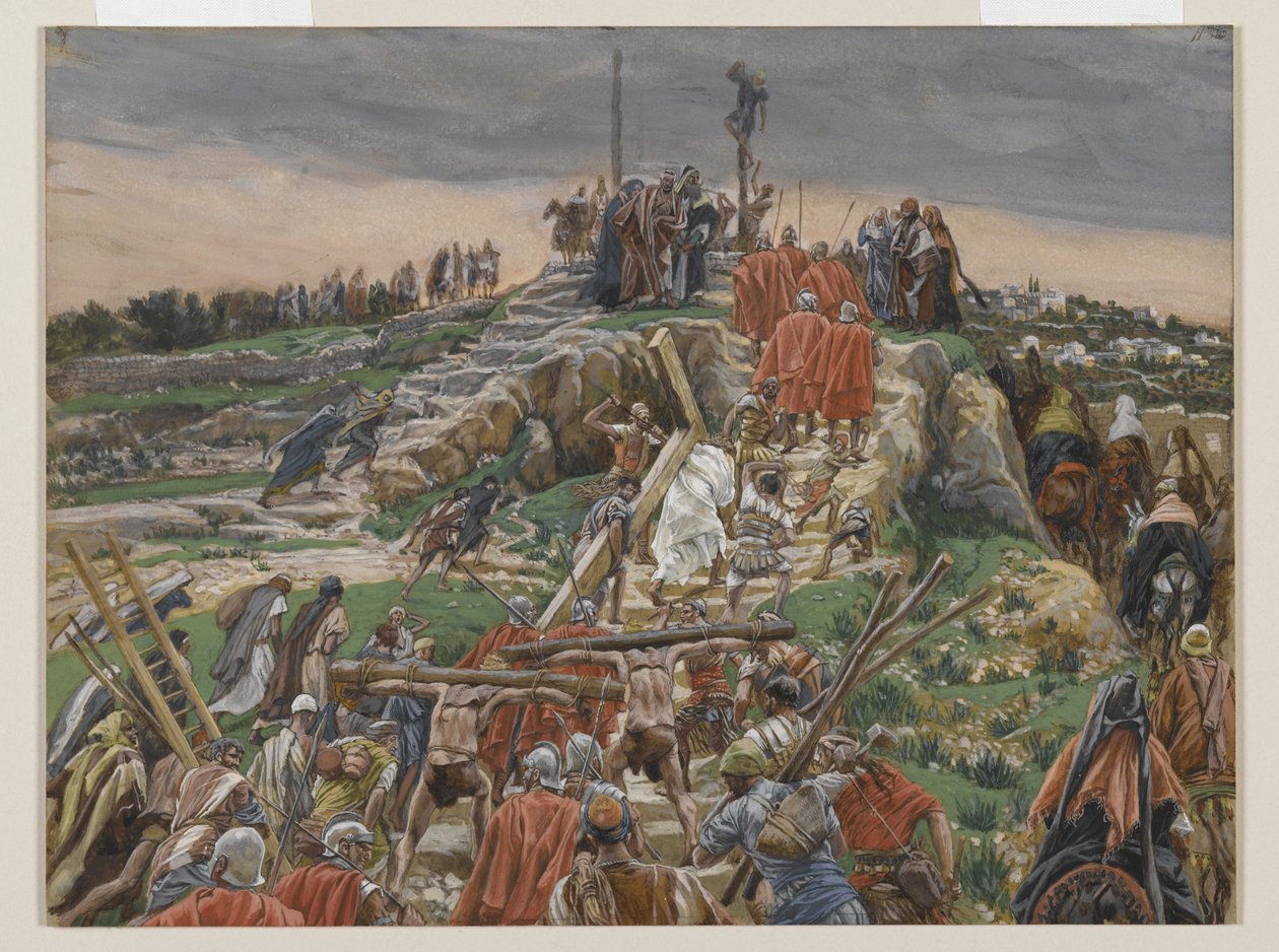 Průvod se blíží ke Kalvárii, ilustrace ze Života našeho Pána Ježíše Krista, 1886-94 (wc přes grafit na papíře) od James Jacques Joseph Tissot