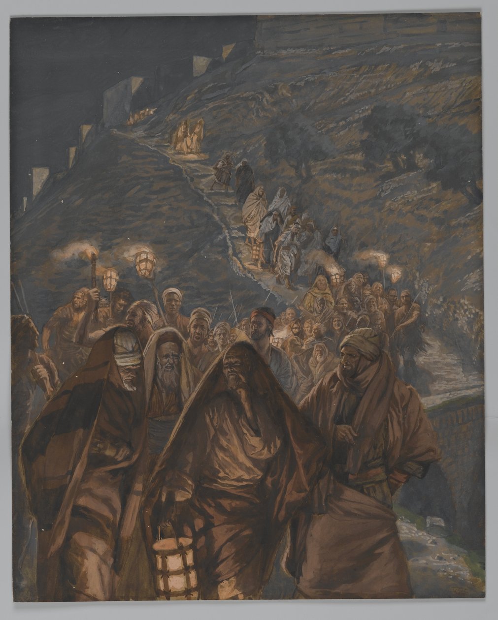Jidášův průvod, ilustrace ze Života našeho Pána Ježíše Krista, 1886-94 (wc přes grafit na papíře) od James Jacques Joseph Tissot