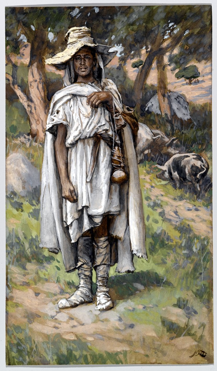 Marnotratný syn žádá o almužnu, ilustrace pro Život Kristův, cca 1884-96 (wc a kvaš na kartonu) od James Jacques Joseph Tissot