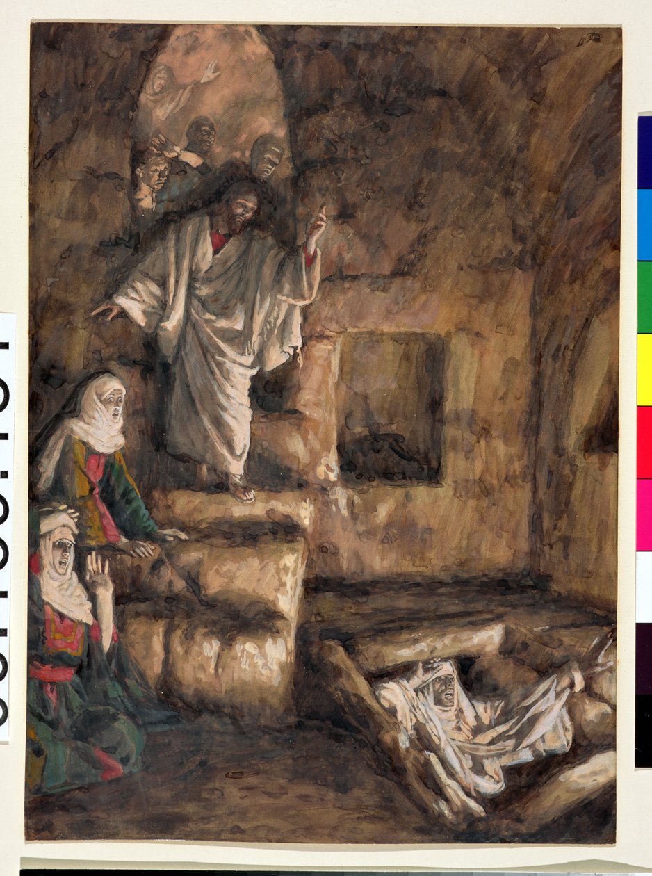 The Raising of Lazarus, ilustrace pro The Life of Christ, c.1886-94 (wc & kvaš na kartonu) od James Jacques Joseph Tissot