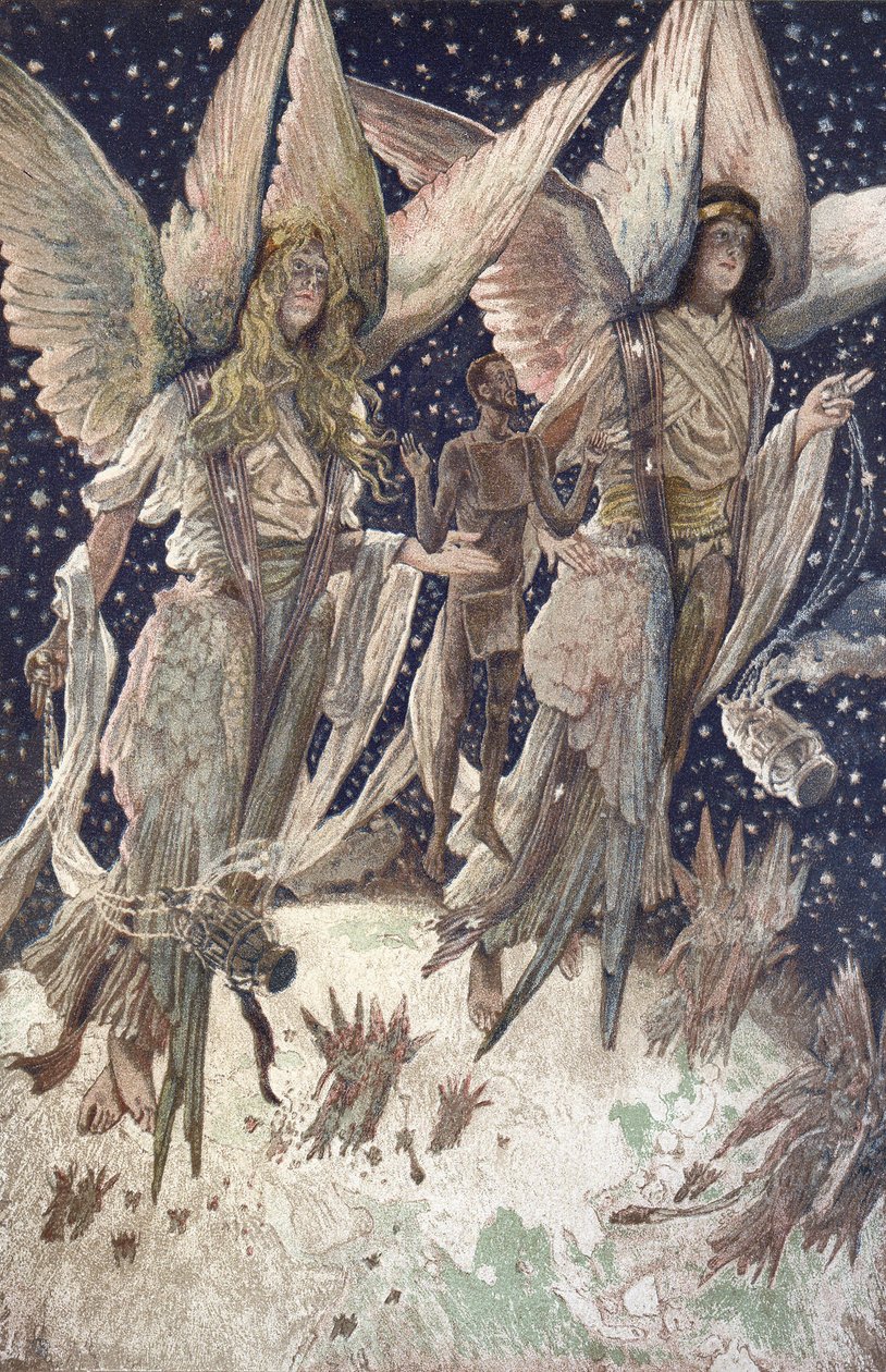 Duše kajícného zloděje v ráji – ze „Života našeho Pána Ježíše Krista“ – 1899 od Jamese Tissota – La vie de notre seigneur Jesus Christ, od Jacquese Josepha od James Jacques Joseph Tissot