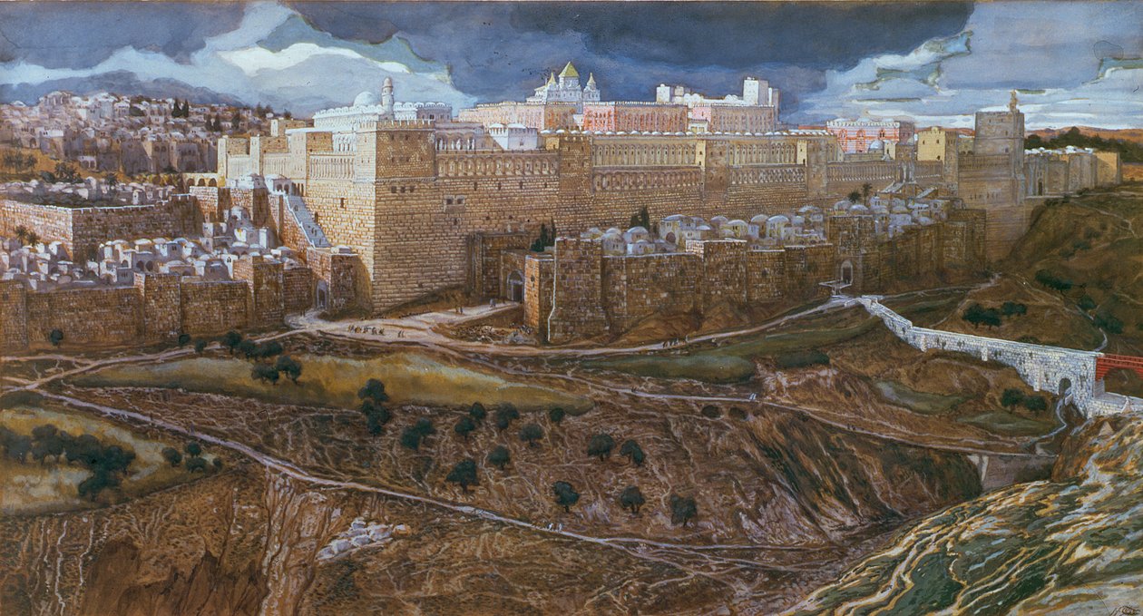 Herodův chrám v době našich pánů, cca 1886-96 (kvaš na kartonu) (viz také 182200) od James Jacques Joseph Tissot