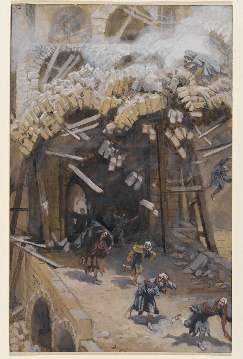 Věž Siloam, ilustrace ze Života našeho Pána Ježíše Krista, 1886-96 (wc přes grafit na papíře) od James Jacques Joseph Tissot