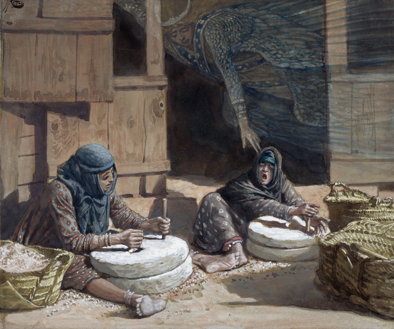 The Two Women at the Mill, ilustrace pro The Life of Christ, c.1886-94 (wc & kvaš na kartonu) od James Jacques Joseph Tissot