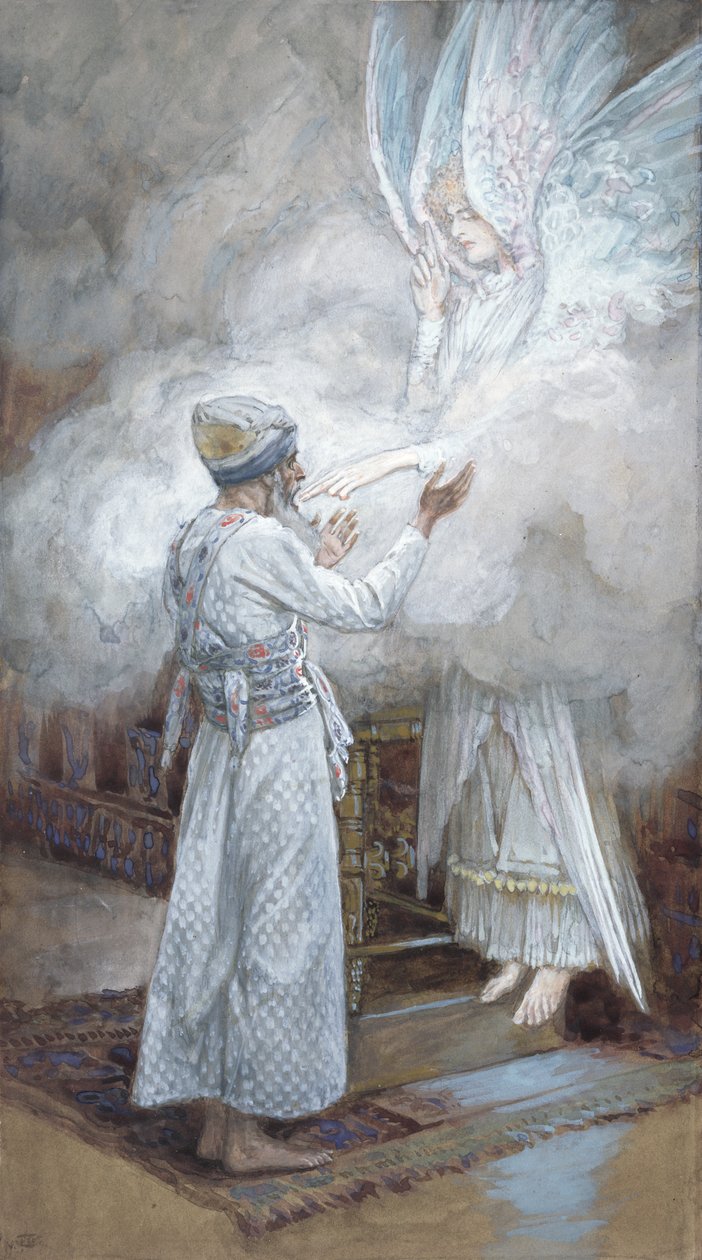 The Vision of Zachariáš, ilustrace pro The Life of Christ, c.1886-94 (wc & kvaš na kartonu) od James Jacques Joseph Tissot