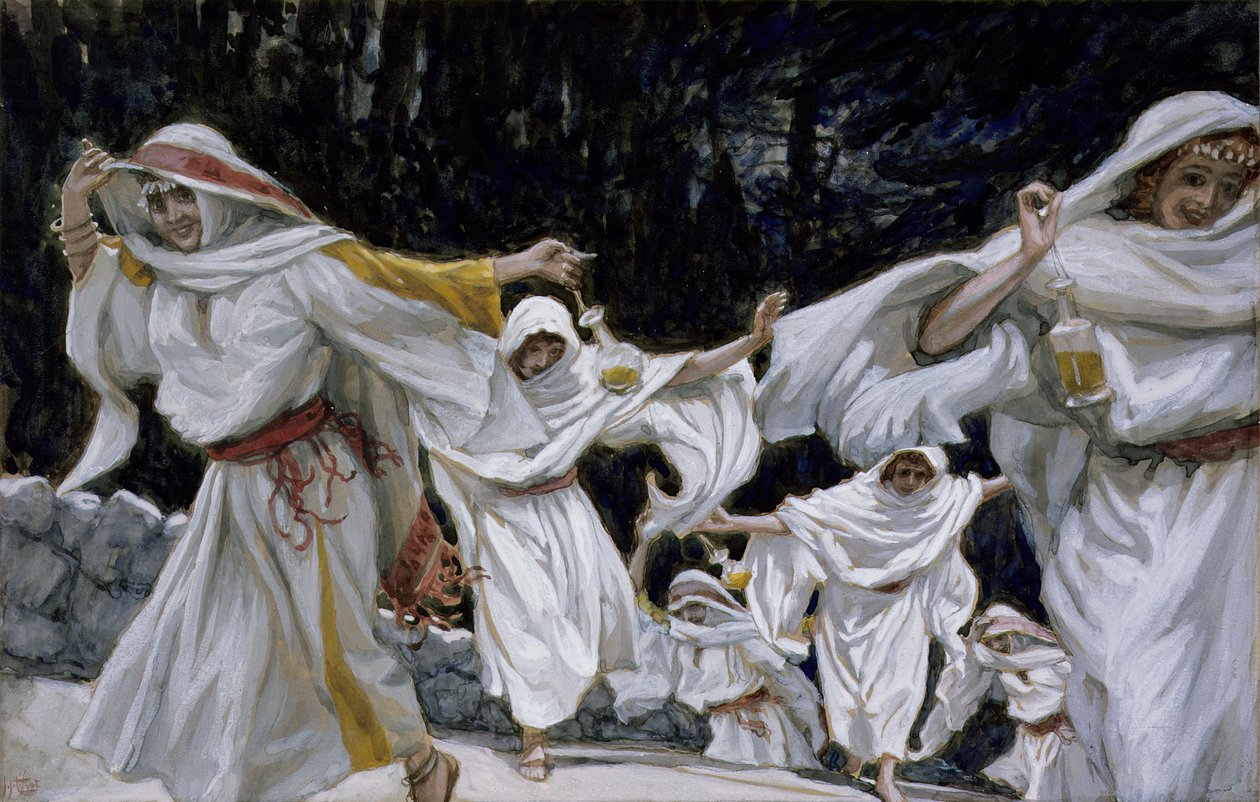 The Wise Virgins, ilustrace pro The Life of Christ, c.1886-94 (wc & kvaš na kartonu) od James Jacques Joseph Tissot