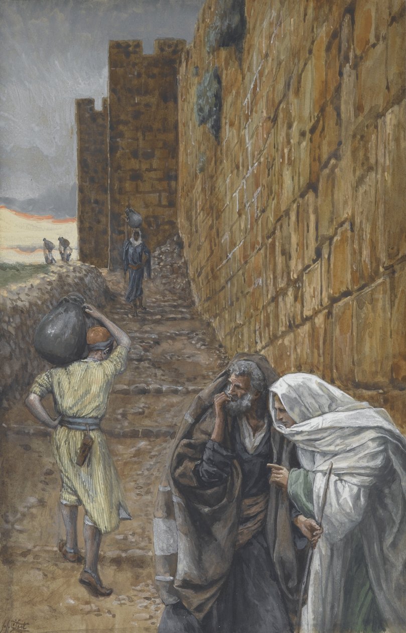 Muž nesoucí džbán, ilustrace ze Života našeho Pána Ježíše Krista, 1886-94 (wc přes grafit na papíře) od James Jacques Joseph Tissot