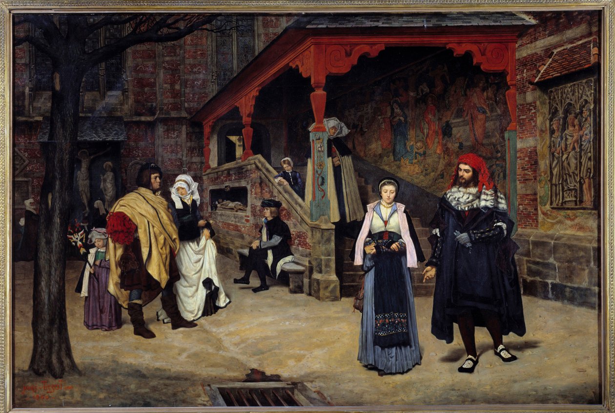 Setkání Fausta a Margarity Ilustrace „“Fausta““ od Johanna Wolfganga von Goethe. Obraz od Jacquese Josepha (Jacques-Joseph) Tissot dit James Tissot (1836-1902) od James Jacques Joseph Tissot