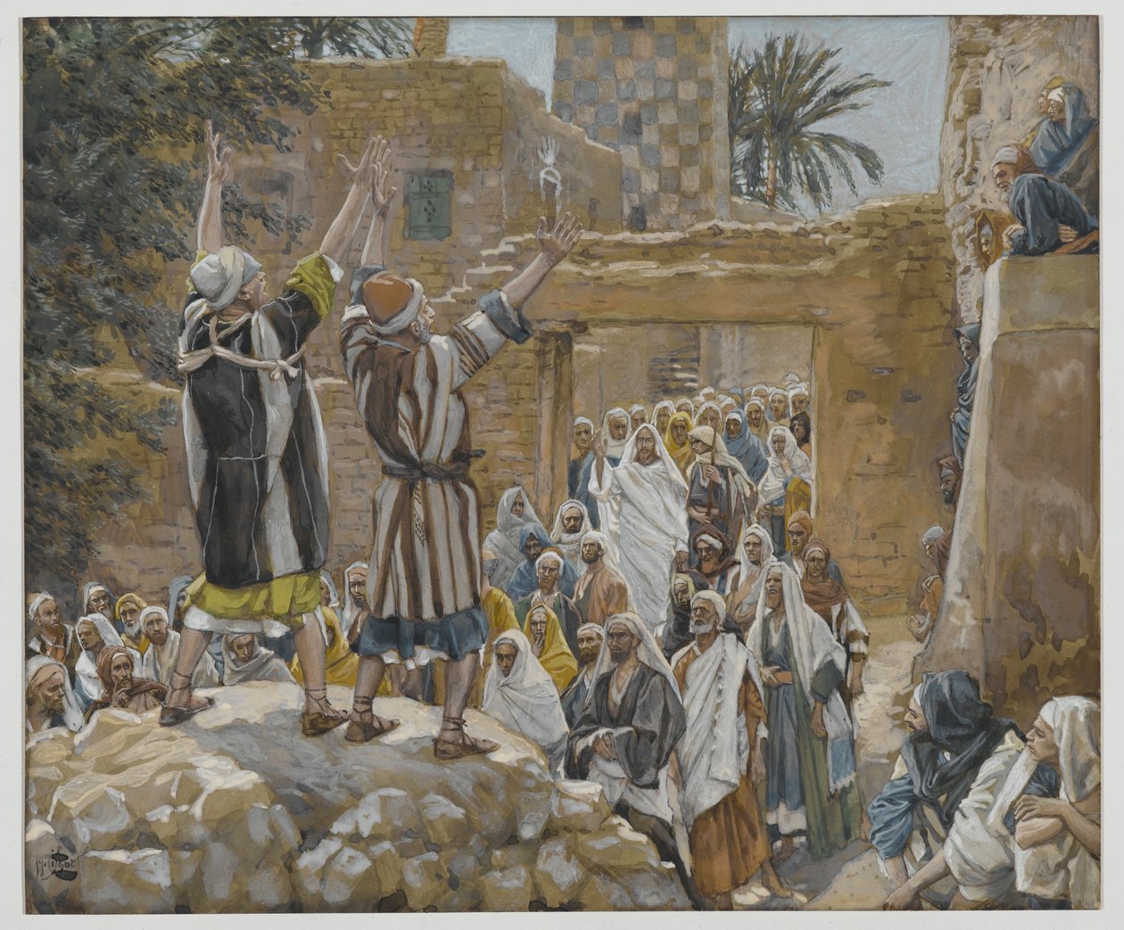 Dva slepí muži v Jerichu, ilustrace ze Života našeho Pána Ježíše Krista, 1886-96 (wc přes grafit na papíře) od James Jacques Joseph Tissot