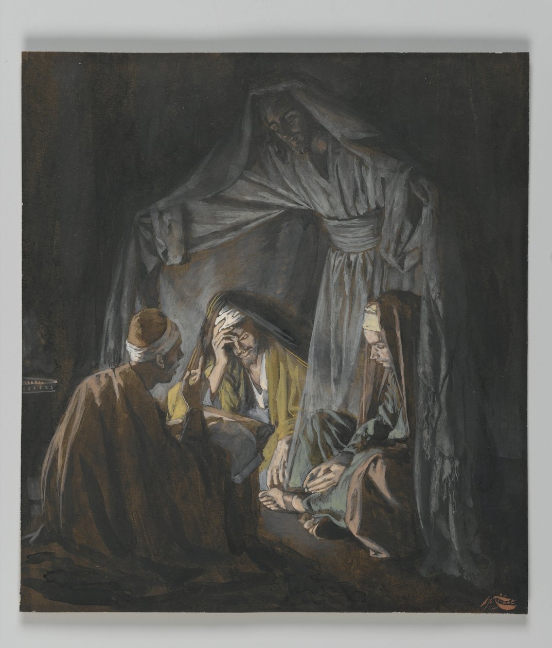 Dva nebo tři shromážděni v mém jménu, ilustrace ze Života našeho Pána Ježíše Krista (wc přes grafit na papíře) od James Jacques Joseph Tissot