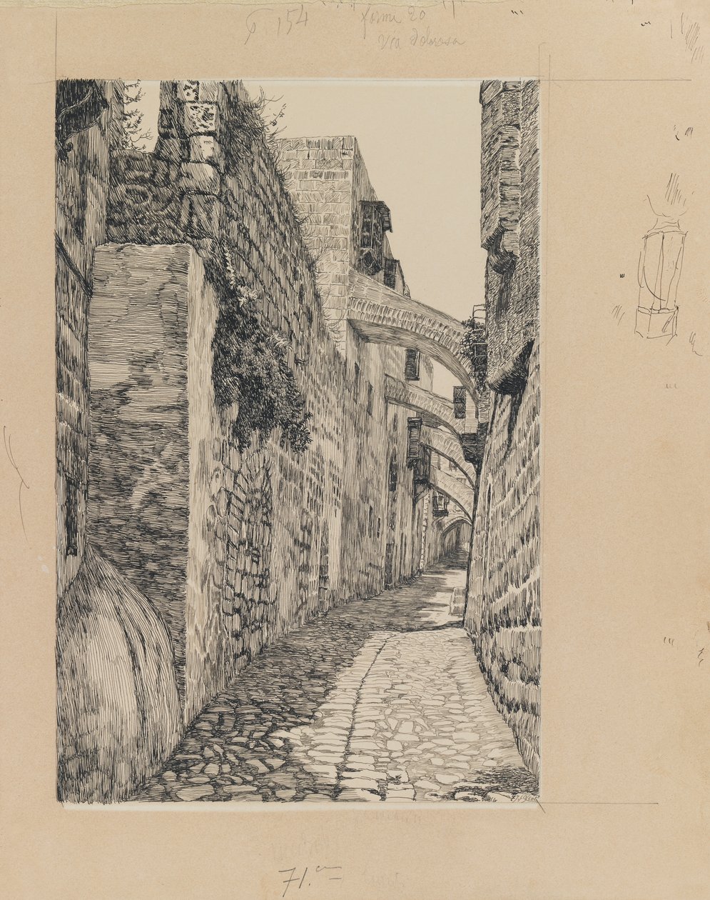 Via Dolorosa, Jeruzalém, ilustrace ze Života našeho Pána Ježíše Krista (inkoust a grafit na kartonu) od James Jacques Joseph Tissot