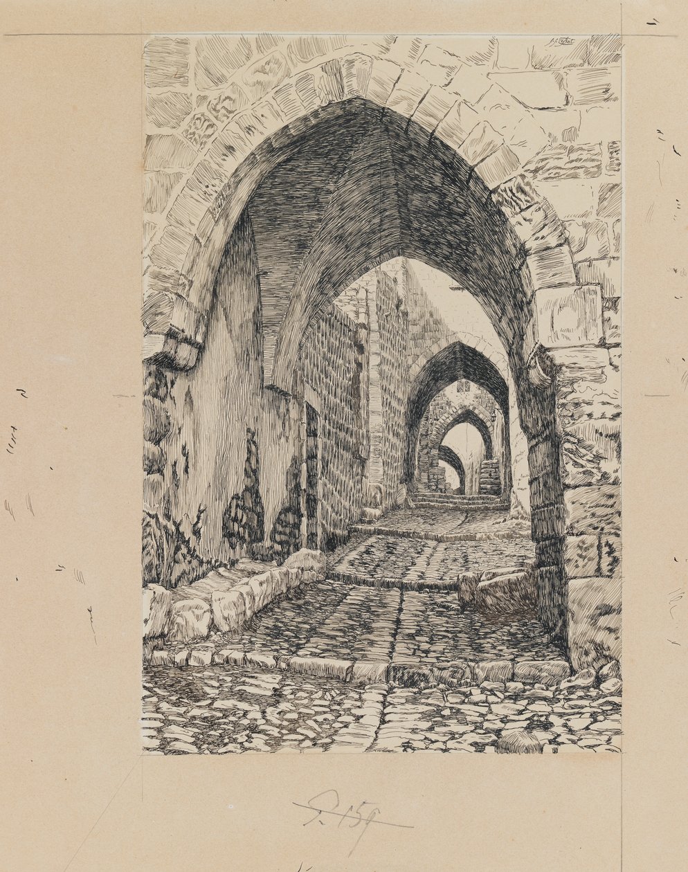 Via Dolorosa, Jeruzalém, ilustrace ze Života našeho Pána Ježíše Krista (inkoust a grafit na papíře) od James Jacques Joseph Tissot