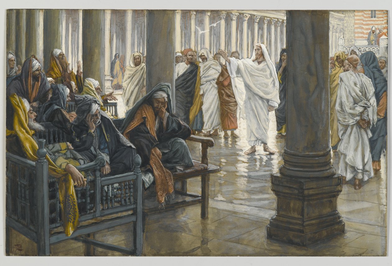 Běda vám, zákoníci a farizeové, ilustrace ze Života našeho Pána Ježíše Krista, 1886-94 (wc přes grafit na papíře) od James Jacques Joseph Tissot