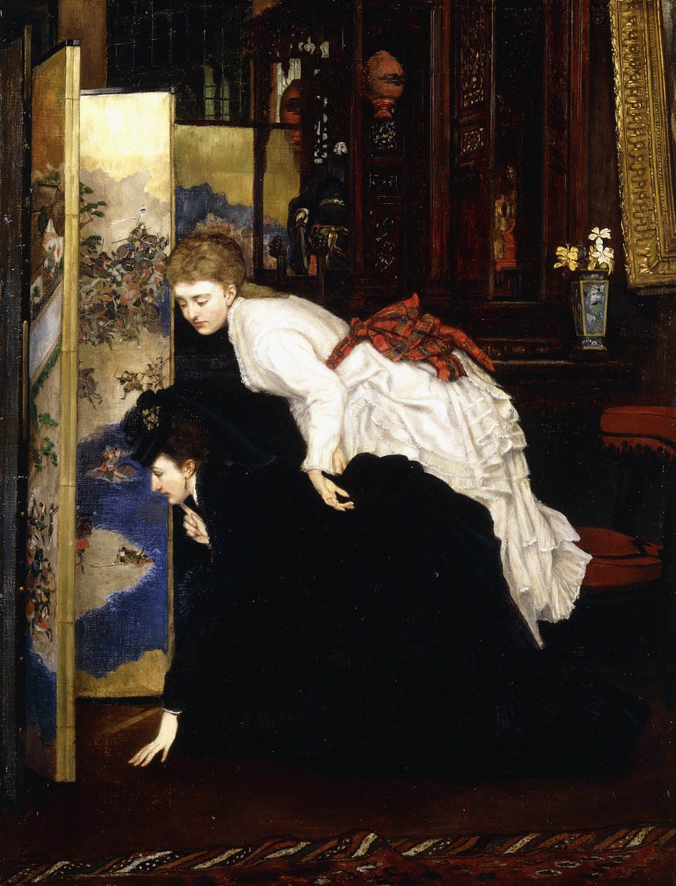 Mladé ženy při pohledu na japonské předměty, cca 1869-1870 od James Jacques Joseph Tissot