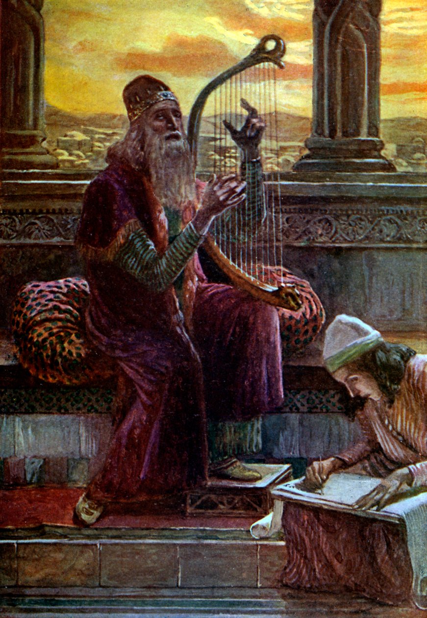 David zpívá J James Tissot - Bible od James Jacques Joseph after Tissot