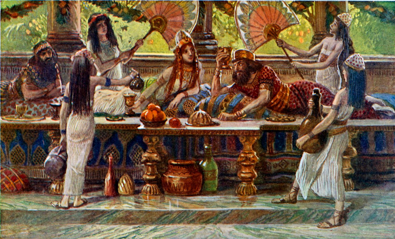 Ester hoduje s králem, Tissot - Bible od James Jacques Joseph after Tissot