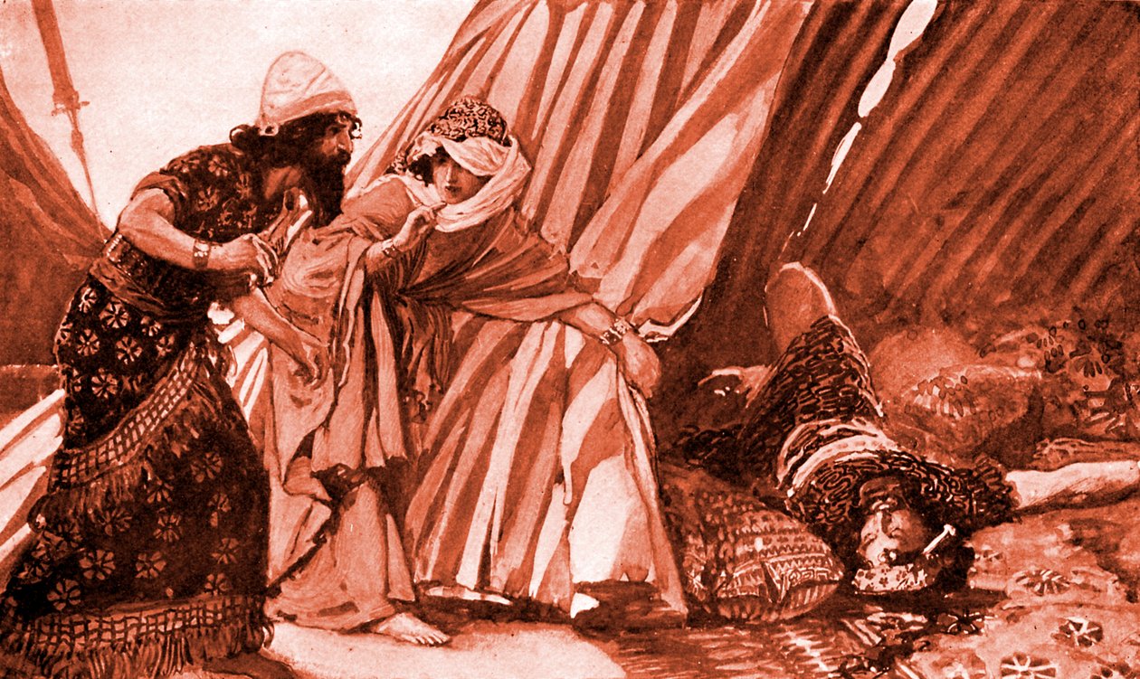 Jael ukazuje Baraka Siseru ležícího mrtvého - Bible od James Jacques Joseph after Tissot