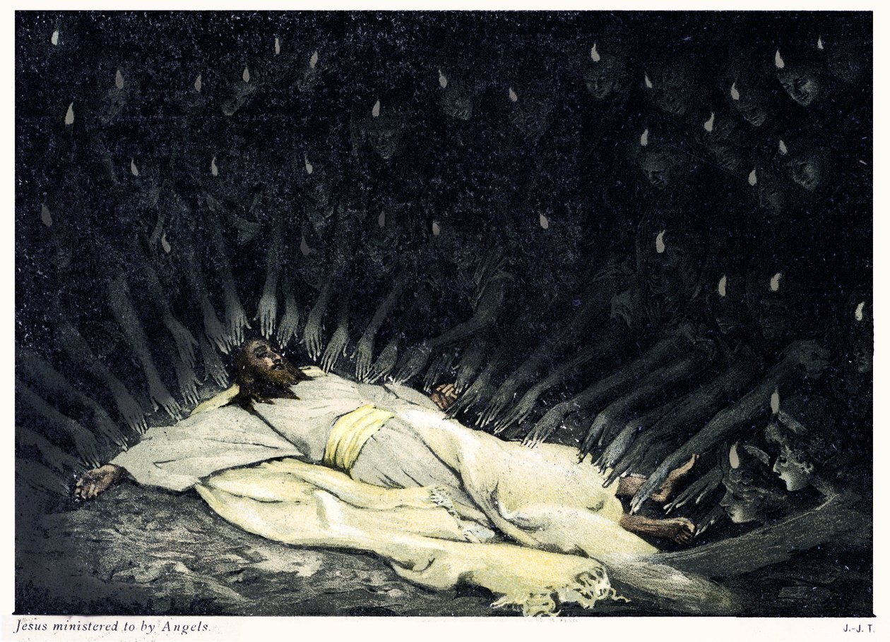 Ježíš obsluhovaný anděly - Bible od James Jacques Joseph after Tissot