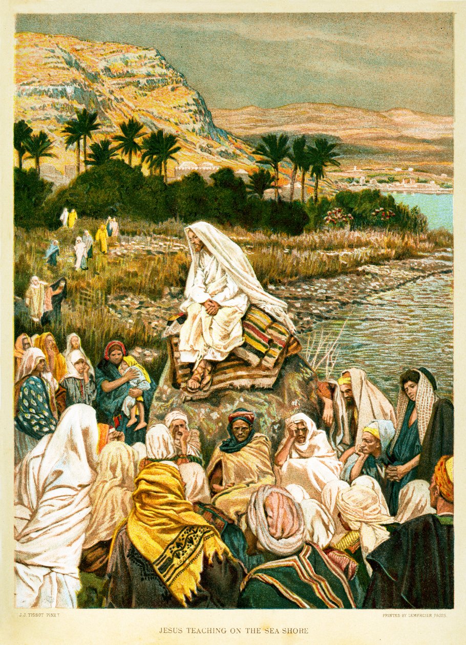 Ježíš učí na pobřeží Sear - St Mark - Bible od James Jacques Joseph after Tissot