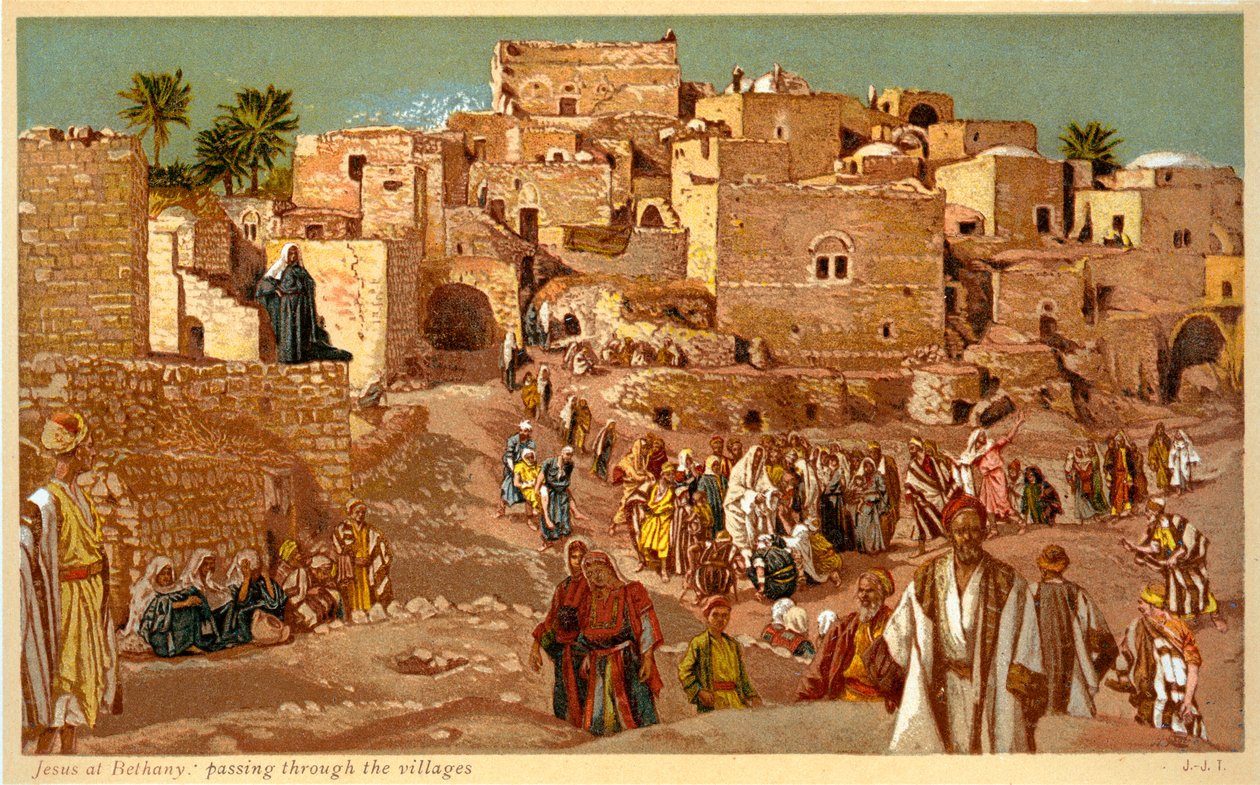 Ježíš v Betánii: procházení vesnicemi - Bible od James Jacques Joseph after Tissot