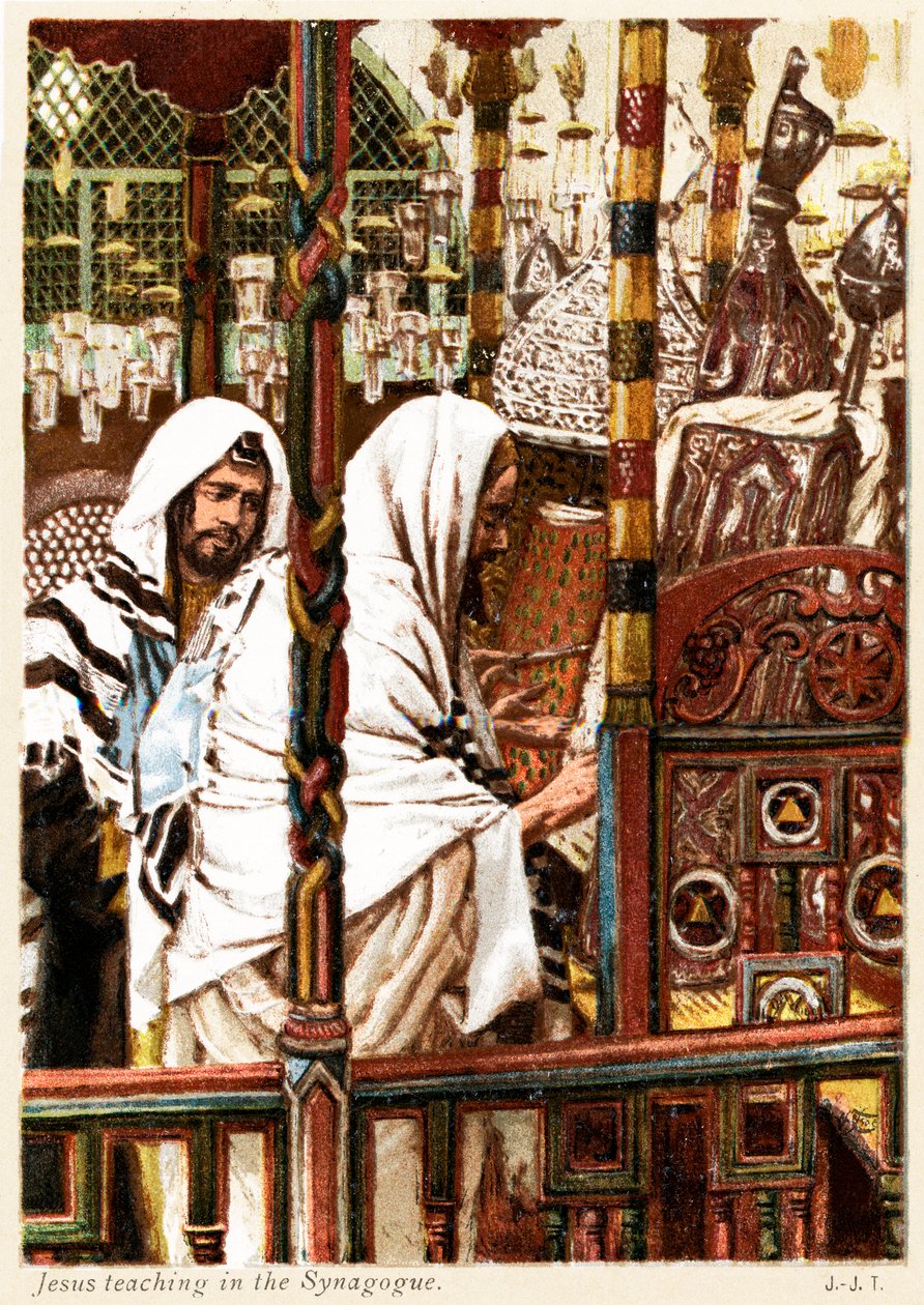 Ježíš učí v synagoze - sv. Matouš - Bible od James Jacques Joseph after Tissot