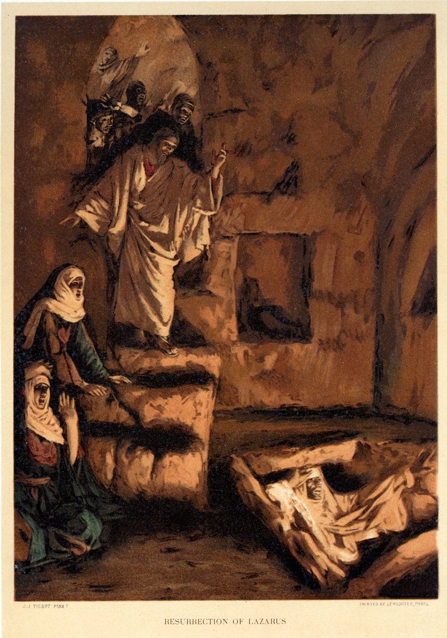 Vzkříšení Lazara - Svatý Jan, -Bible od James Jacques Joseph after Tissot