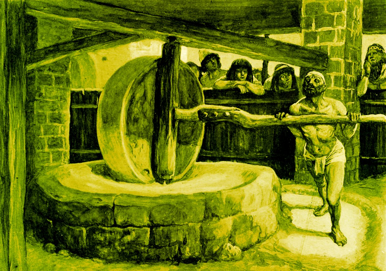 Samson roztáčí mlýn ve vězení - Bible od James Jacques Joseph after Tissot