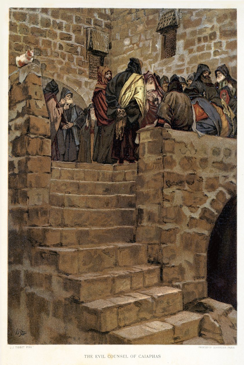 Zlá rada Kaifáše - Svatý Jan, - Bible od James Jacques Joseph after Tissot