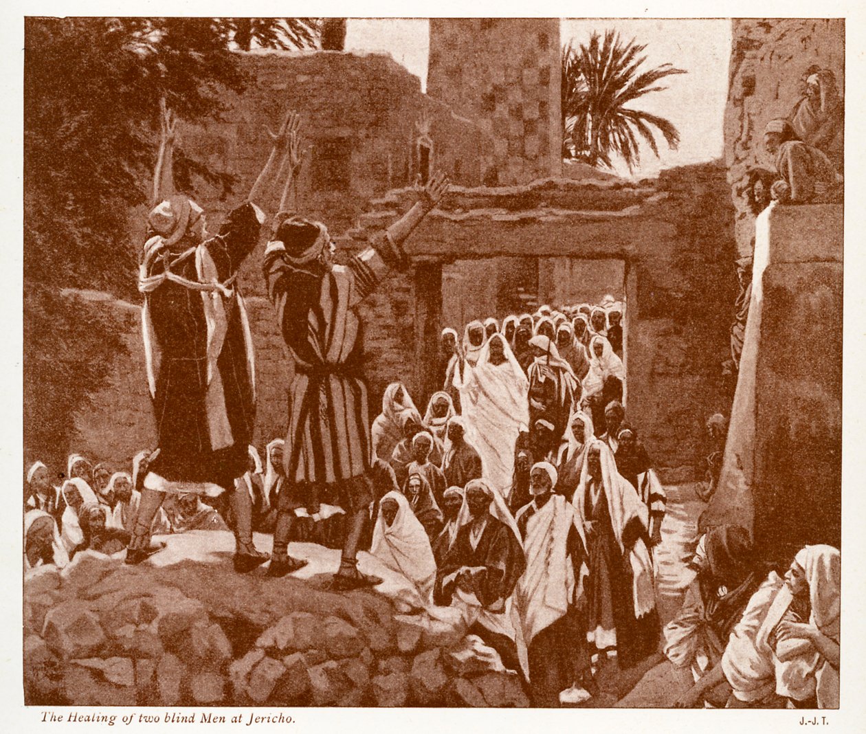 Uzdravení dvou slepých mužů v Jerichu - Bible od James Jacques Joseph after Tissot