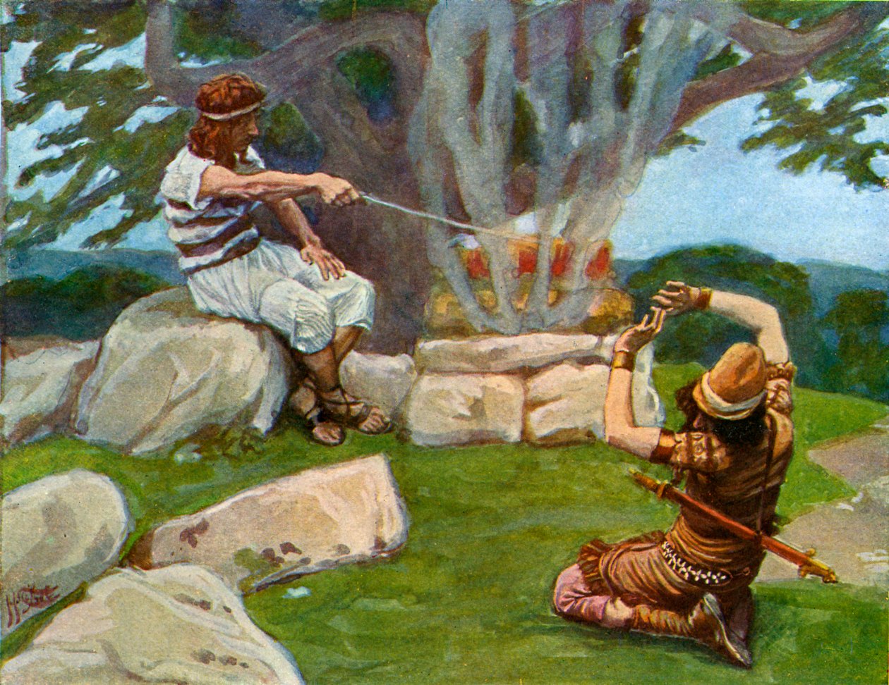 Anděl zakládá oheň na oltáři Gideon - Bible od James Jacques Joseph after Tissot