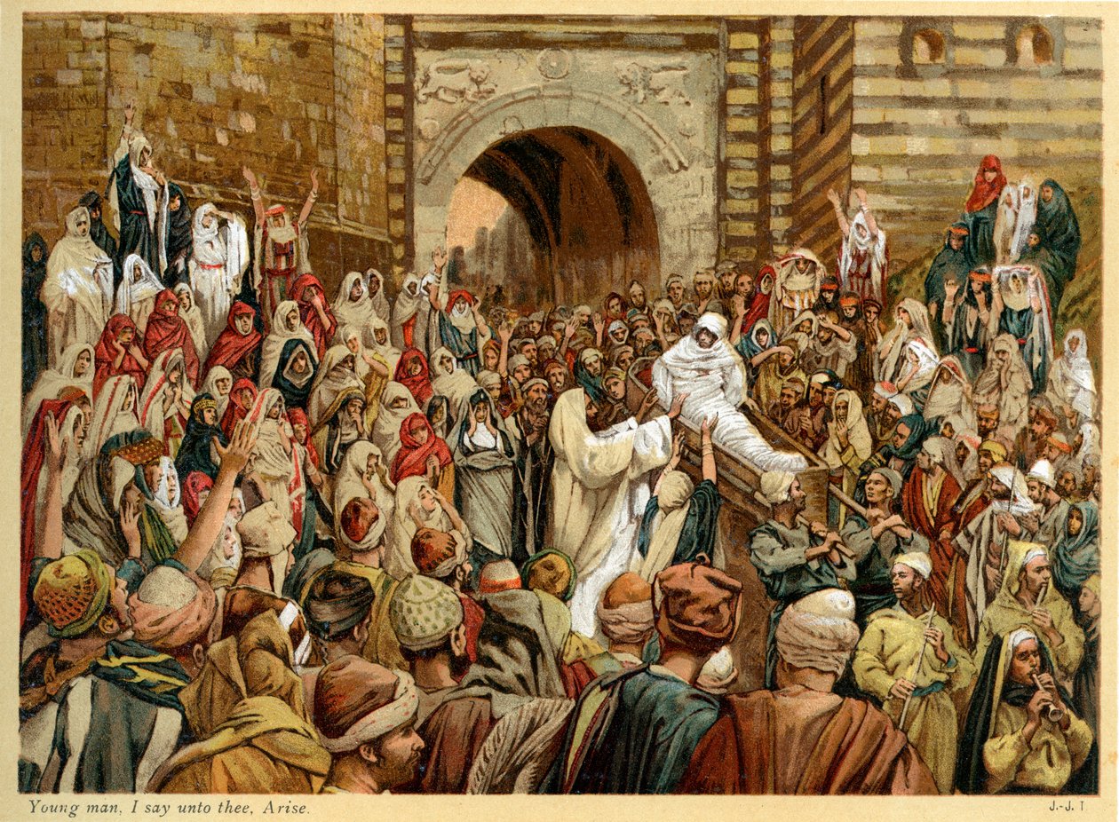 Mladý muži, pravím ti, Vstaň - Svatý Lukáš - Bible od James Jacques Joseph after Tissot