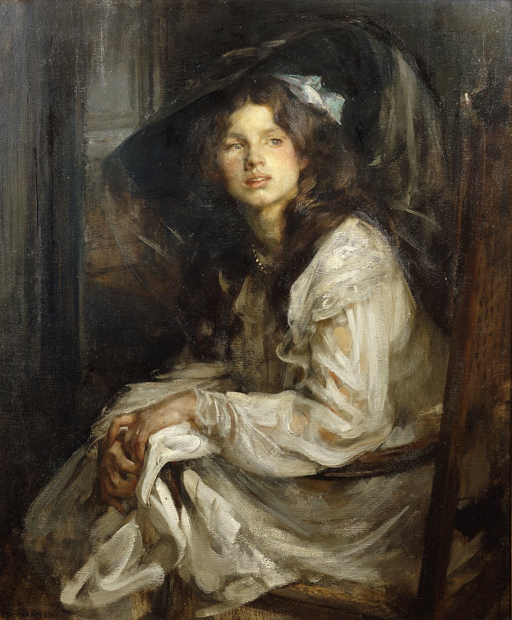 Dívka sedící v křesle, od James Jebusa Shannon