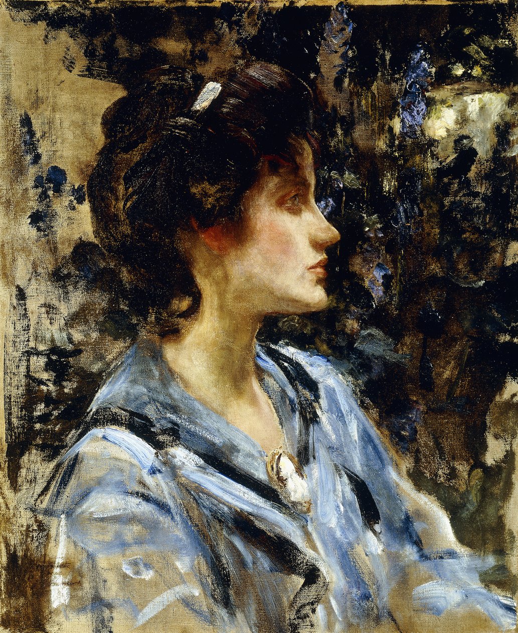 Mladá žena v modrém - slečna H. Strom, od James Jebusa Shannon