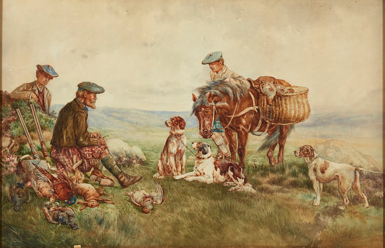 Lovecká párty (akvarel) od James Jnr Hardy