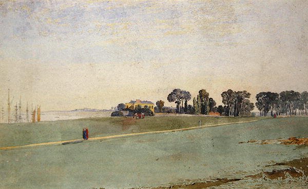 Pohled poblíž Mouth of the Avon, poblíž Bristolu (akvarel na papíře) od James Johnson