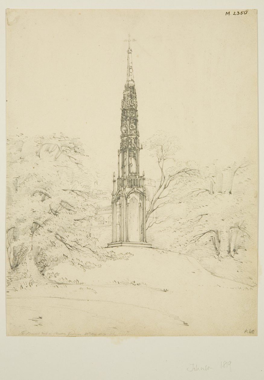 Bristol High Cross v Stourhead Gardens, 25. května 1819 (tužka na papíře) od James Johnson
