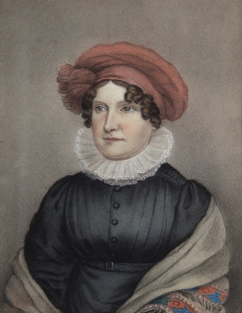 Paní Ellen Sharples (pastel na šedém papíře) od James Junior Sharples