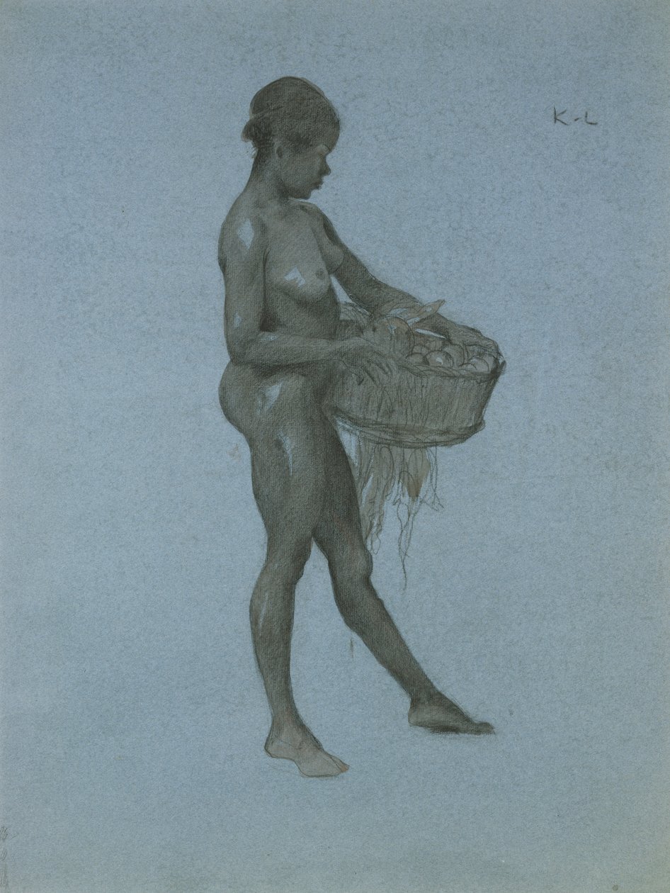 Negress nesoucí košík zeleniny (uhlí na papíře) od James Kerr Lawson