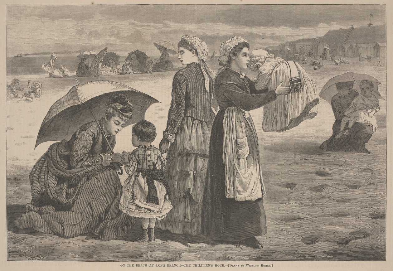 Na pláži v Long Branch - Hodina dětí, 1874 od James L. Langridge