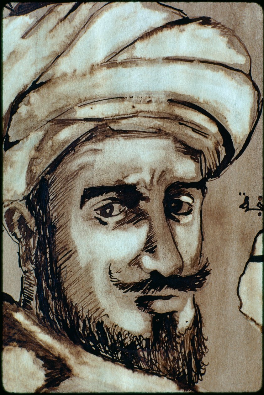 Portrét islámského mystika a poutníka Ibn Battuty. TANGER, MAROKO. od James L Stanfield