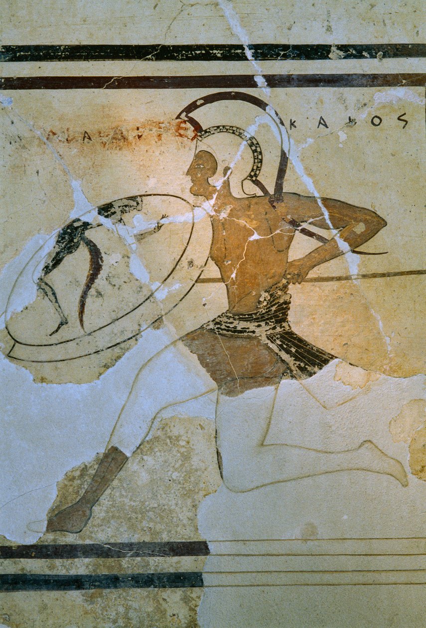 Nástěnná freska běžce Hoplitodromos alias hoplitodromia. Muzeum Akropolis. Athény, Řecko. od James L Stanfield