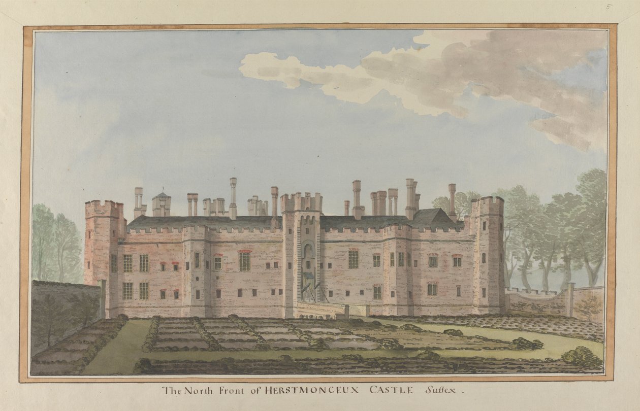 Hrad Herstmonceux, Východní Sussex: Severní fronta od James Lambert  of Lewes