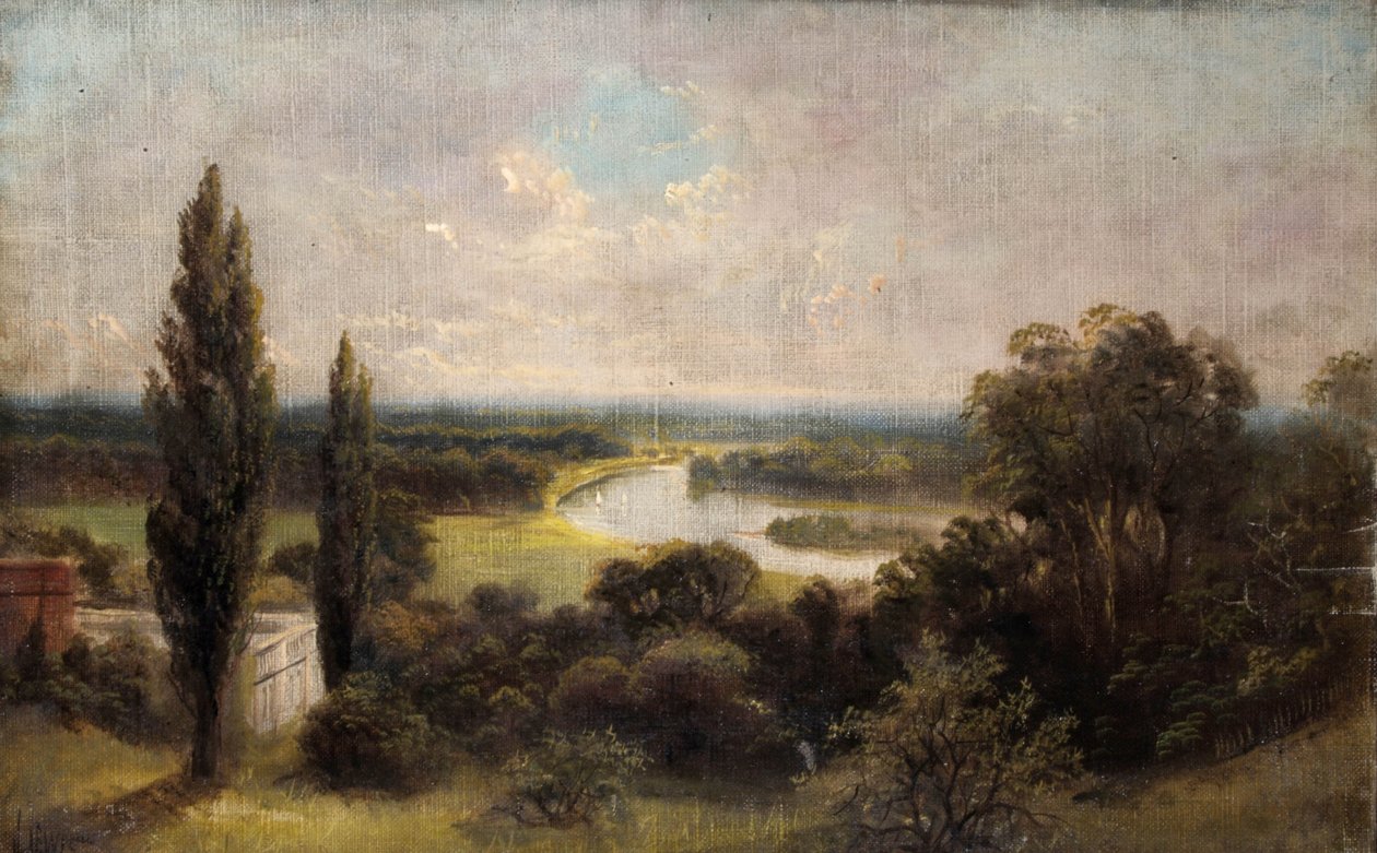 Pohled dolů na pole Ham z vrcholu Richmond Hill od James Lewis