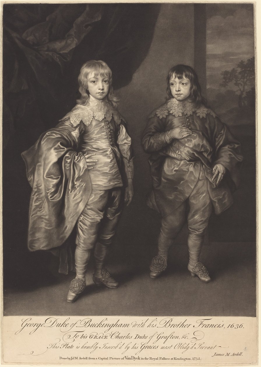 George Duke of Buckingham se svým bratrem Francisem od James MacArdell after Sir Anthony van Dyck