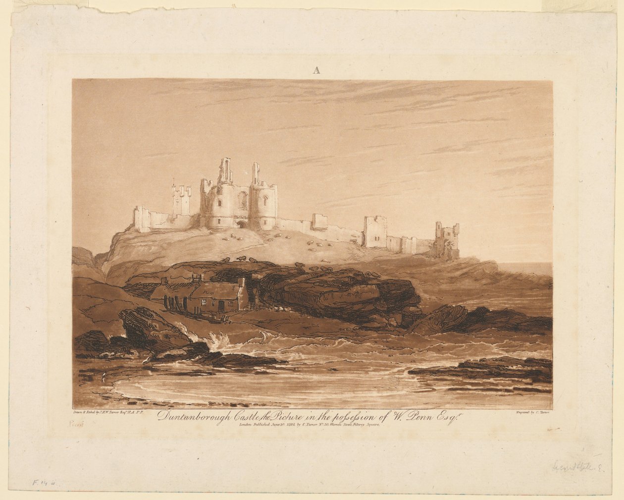 Hrad Dunstanburgh, z "Liber Studiorum", část III od James Mallord William Turner