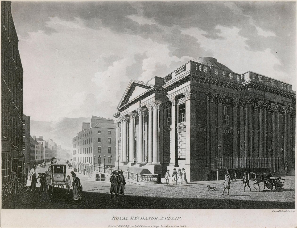 Royal Exchange (nyní City Hall), Cork Hill, Dublin od James Malton