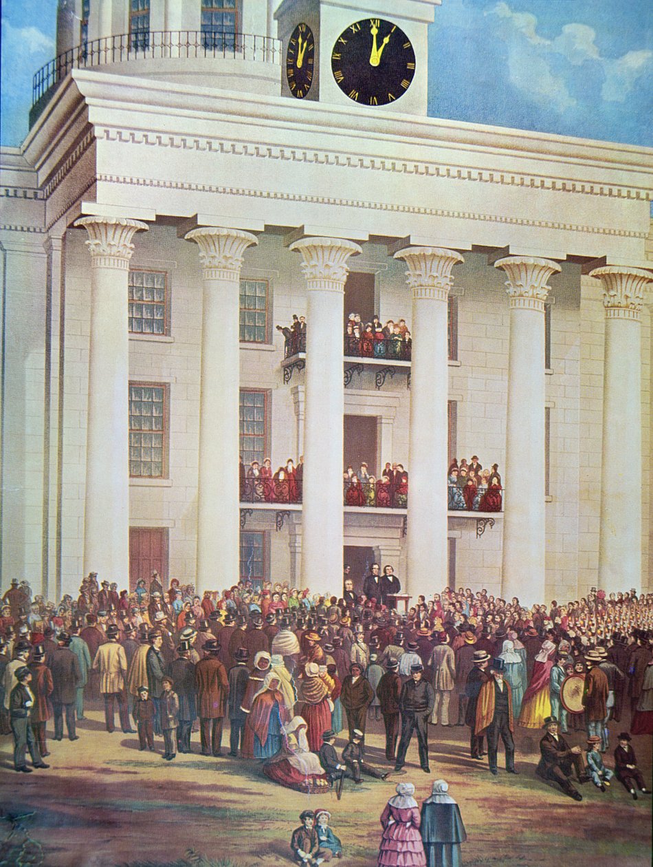 Inaugurace Jeffersona Davise v Senate House, Montgomery, Alabama od James Massolon