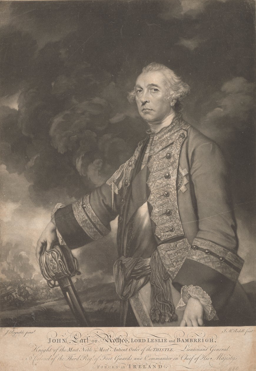 Generál John Leslie, 10. hrabě z Rothes od James McArdell