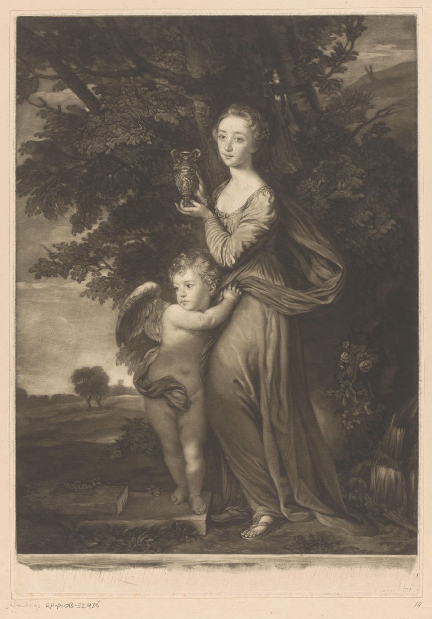 Portrét Frances Anne Greville a Henry Francis Greville jako Hebe a Cupid od James McArdell